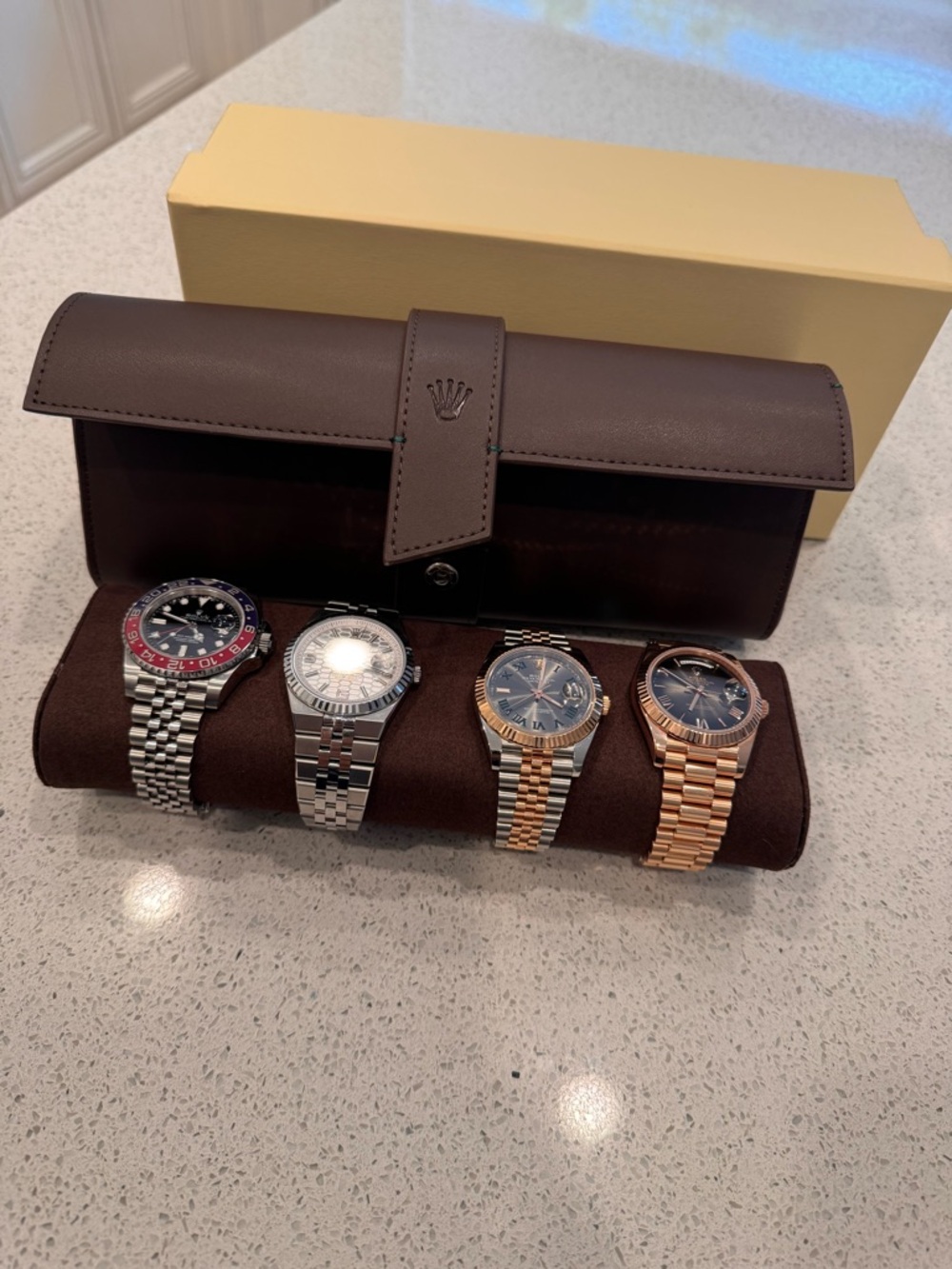 Rolex Dark Brown Leather Watch Travel Roll - Picture 9 of 9
